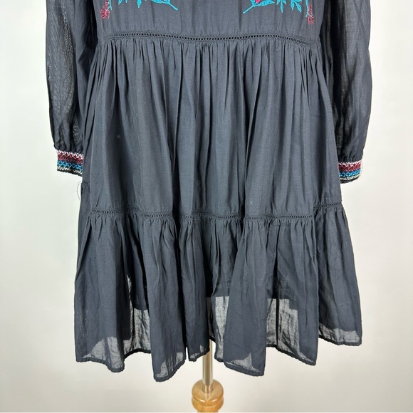 Free People Sunbeams Embroidered Off The Shoulder Boho Mini Dress Size XS - Picture 4 of 14